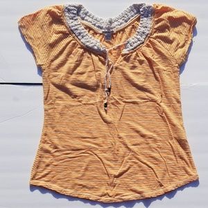 Lucky Brand Horizontal Orange/White striped shirt
